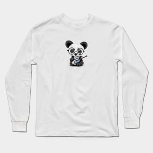 Baby Panda Playing Israeli Flag Guitar Long Sleeve T-Shirt